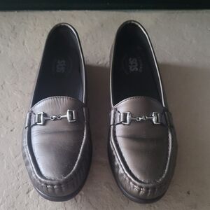 Size 8 SAS Tripad Metallic Pewter Horse-Bit Slip-On Comfort Women Loafers